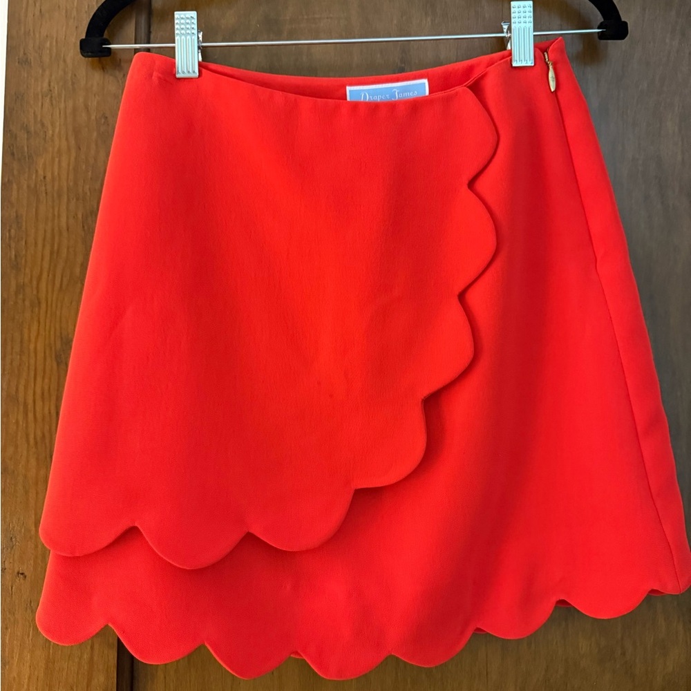 Draper James Vibrant Red Asymmetrical Skirt